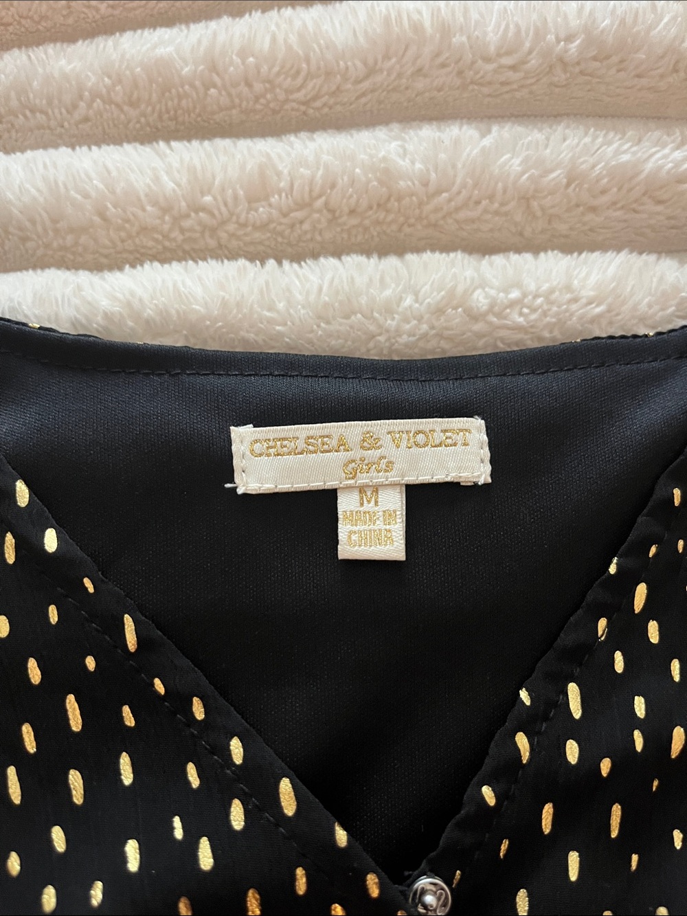Chelsea & Violet Black Dress with Gold Dot Accent - Picture 2 of 8